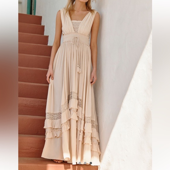 Free People Dresses & Skirts - Free People Santa Maria Maxi Dress in Summer Khaki NWOT
